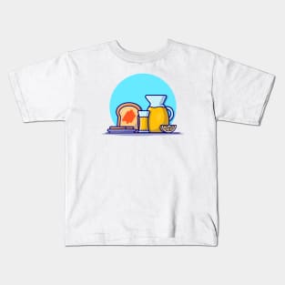 Orange Juice with Toast Bread Cartoon Vector Icon Illustration Kids T-Shirt